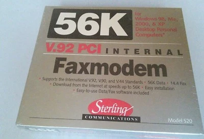 Sterling Communications 56K V.92 PCI Internal Fax Modem Model S20 - Image 1 of 2