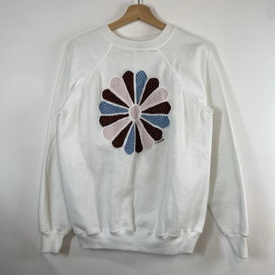 Ручной работы женщин толстовка пэчворк цветок Sz большой белый Cottagecore мягкий девочка - Изображение 1 из 4