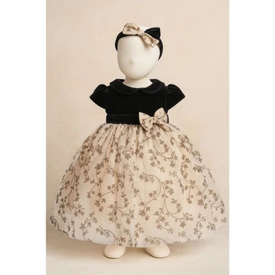 Vestido de fiesta de tul floral con diadema Biscotti para niñas talla 2T Foto 1 de 4