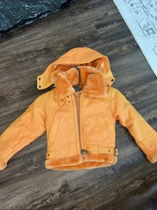 Tanners Avenue Orange Leather Jacket Kids Small  - Picture 1 of 5