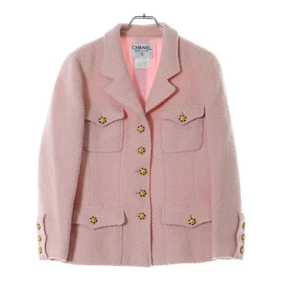 CHANEL Size: 42 96AW Gripore Coco Mark Button Alpaca Blend Wool Tweed Jacket Pin - Image 1 of 4