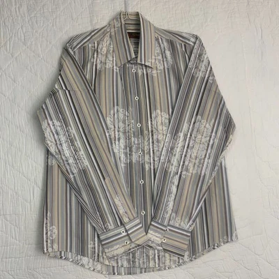 Topman Vintage  Mens Floral Striped Long Sleeve Shirt Large 41-44" Chest - Image 1 of 4