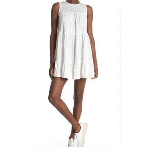 NUEVO 14TH PLACE Mini Vestido de Sol Blanco con Ojales en Niveles - Talla Grande - Imagen 1 de 8