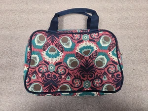 COSMETIC BAG &  WRISTLET POUCH PAISLEY PATTERN WITH TEAL LINING - Picture 1 of 7