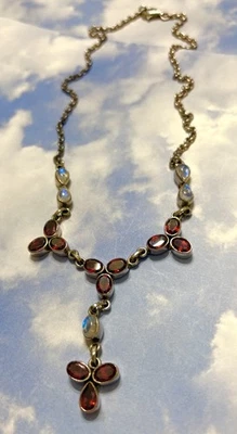 Nicky Butler NB Sterling Silver Garnet & Blue Moonstone 925 Cascade Necklace 18” - Image 1 of 3