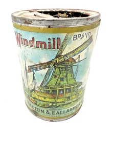 Antique Windmill Brand Evergreen Corn Tin Omaha Nebraska - Picture 1 of 8