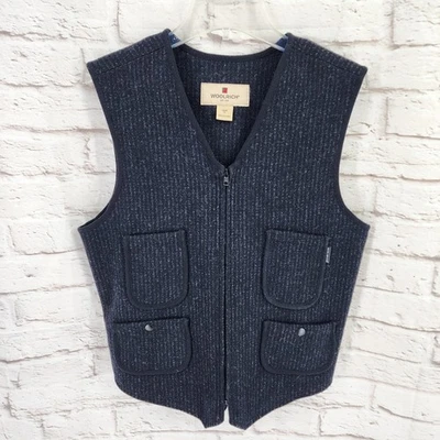 VTG Woolrich Mens Wool Vest Full Zip M Hunting Hiking Black Pockets Outdoor Y2K - Image 1 of 4