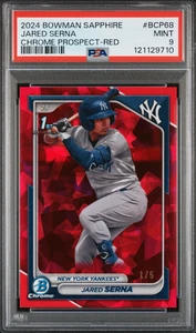 JARED SERNA 2024 BOWMAN CROMO Zafiro/5 Rojo REFRACTOR PSA 9 Yankees 1er BCP68 - Imagen 1 de 2
