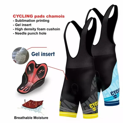 Mens Pro Cycling Bib Shorts 3D Gel Padded Cycling Pants Sublimation Shorts uk - Image 1 of 4