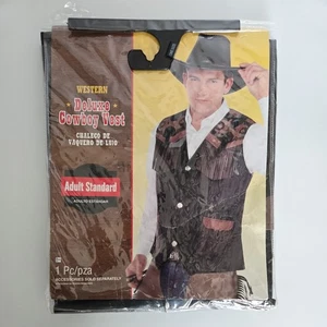 Western Deluxe Cowboy Vest Adult Halloween Costume Vest Belt Six Shooters - Picture 1 of 2