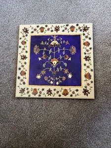 Vintage Painted Floral  Tile Wall Art 8” X 8” Handpainted - Picture 1 of 7