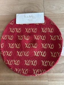 Nicole Miller Home XOXO Red & Gold Cotton Placemats Set of 4 15" Round Valentine - Picture 1 of 4