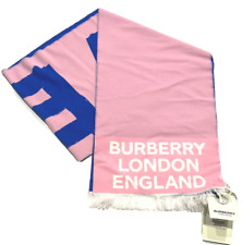 Burberry Love Wool Silk Jacquard Blend Football Scarf Frosted Pink