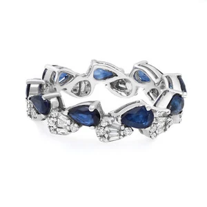 14K White Gold Blue Pear Sapphire Ring Prong Set 2.85 Cttw - Picture 1 of 3