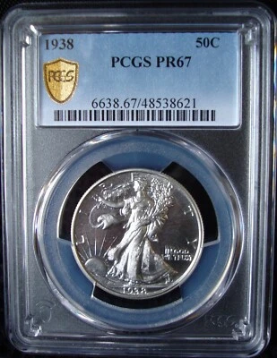 1938 Proof Walking Liberty Silver Half Dollar - PCGS PR 67 - Gold Shield - Image 1 of 4