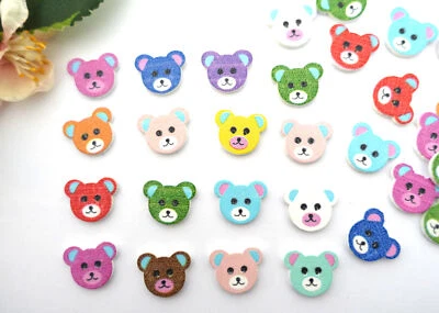 10x Knopf Bär 18mm Kopf Kinderknöpfe Kinder Baby Jungen Bären Knöpfe bunt farbig