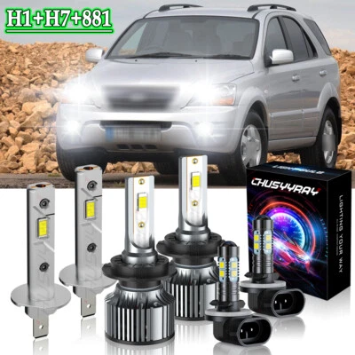 Para For KIA Sorento 2003-2006 6x 6500K LED faro Hola bajo haz niebla bombillas - Image 1 of 4