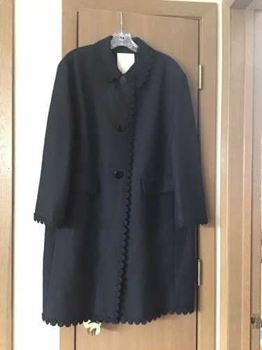 Giacca cappotto donna nero con orlo pizzo floreale Kate Spade New York $598 nuovo con etichette 10