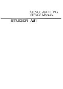 Service Manual-Anleitung für Studer A 81 - Picture 1 of 1