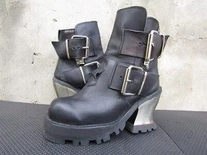 DESTROY Vintage 90s Y2K Leather Chunky Platform Steel Heel Boots EU 36 | US 6 - Picture 1 of 9