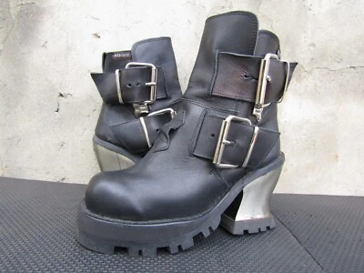 DESTROY Vintage 90s Y2K Leather Chunky Platform Steel Heel Boots EU 36 | US 6 - Image 1 of 4