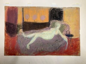 Donald Purdy Mixed Media Modernist 'Liegender Akt', signiert, datiert '54 - Bild 1 von 5
