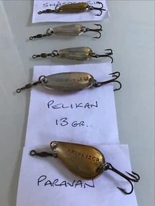 5 x VINTAGE PARAVAN OF NORWAY FISHING LURES , SNASASKJLIA, PELICAN, KREPS - Picture 1 of 8