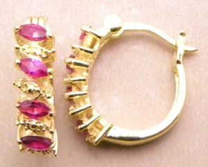 0.72ctw GORGEOUS GENUINE PINK TOPAZ HUGGIE EARRINGS NEW - Picture 1 of 1