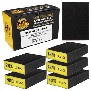 220 Grit 4-Sided Hand Sanding Block Sponges, Box of 6 - 3.9" x 2.75" Wet/Dry - Picture 1 of 5