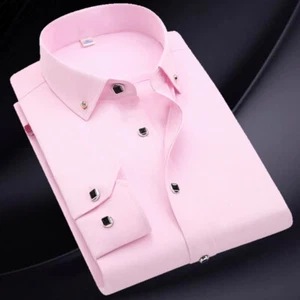 Mens Dress Shirts Clothes Long Sleeves Formal Business Button Down Casual Shirts - Picture 1 of 17