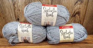3 Skeins of Premier Yarn Starbella SILVER Flash 16-14-3.5 OZ EACH/33 YARDS - Picture 1 of 3