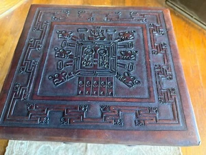Late 20th Century Leather Wrapped Hand Tooled Peruvian Accent Nesting Table - Picture 1 of 8