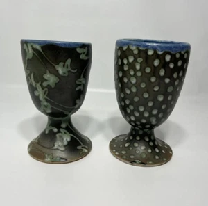 Ceramic Goblets By Sarah Dargan Black Forest Pottery Helena Montana (Lot Of 2) - Picture 1 of 12