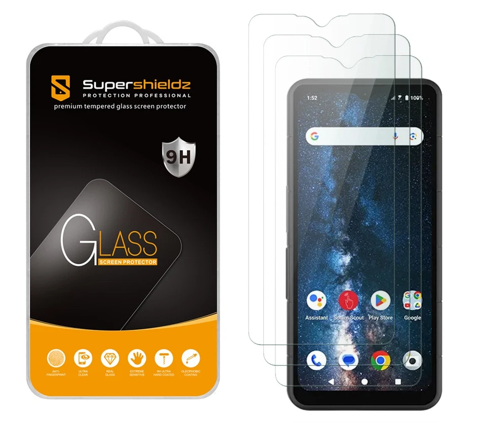 [Paquete de 3] Protector de pantalla de vidrio templado Supershieldz para Sonim XP Pro Foto 1 de 4