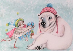 Christmas cards, cute Polar bear, pack of 10 with envelopes 