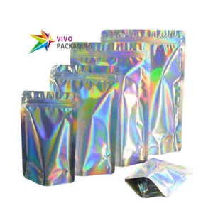 Holographic Rainbow Stand Up Doy Pouch Bag, Zip Seal Mylar Foil Bags (100 pcs) - Picture 1 of 2