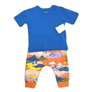NEW Open Edit Nordstrom Baby Boy Clothes Top & Pants Set 12 Mo Blue Multicolor - Picture 1 of 11