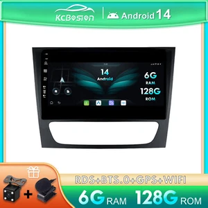 Carplay 6G+128G Android 14 Autoradio DAB+GPS Per Mercedes Benz E-Class W211 W219 - Foto 1 di 13