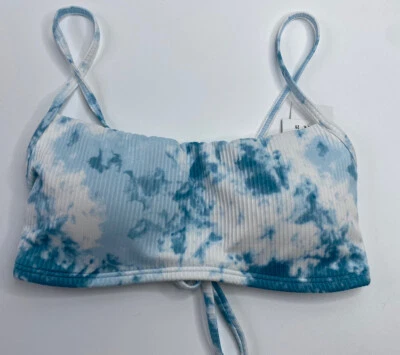 Top de bikini Hollister para mujer XS azul blanco tie dye acanalado bandeau natación  Foto 1 de 4