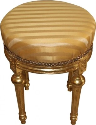 Casa Padrino Barock Sitzhocker - Rundhocker Gold Creme Streifen Hocker Möbel - Bild 1 von 2