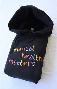 Embroidered 'Mental Health Matters Rainbow Hoodie or Crew Neck, Long Sleeve, Cla - Picture 1 of 31