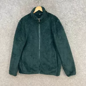 Uniqlo Mens Jacket Size L Large Green Fleece Zip Long Sleeve Pockets A2907 - Picture 1 of 10