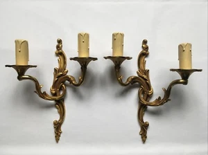 Paire d’appliques en BRONZE DORÉ de Style LOUIS XV Rocaille 2 Lumières - Imagen 1 de 10