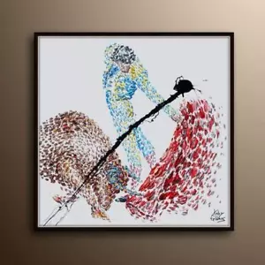 Peinture 35", combat Matador, extrêmement unique belle peinture à l'huile, pop art - Photo 1 sur 6