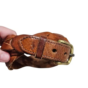 Ralph Lauren Cinturón Cuero Trenzado Marrón Latón Hebilla Boho Western Talla 30 - Imagen 1 de 7