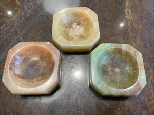 vintage onyx ashtray hexagonal three small square - Picture 1 of 10