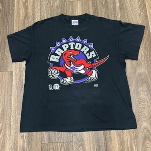 Camisa De Colección Toronto Raptors Para Hombres XL Negra Puntada Única Años 90 NBA Trench Ultra Desteñida - Imagen 1 de 8