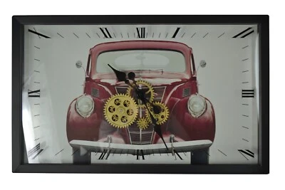 22" Moving Gear Wall Clock Red Hotrod  - Image 1 of 4