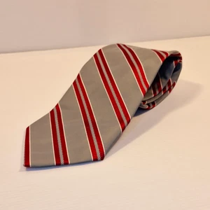 Vex Grey and Red Striped Polyester Necktie Business Formal Tie - Picture 1 of 5
