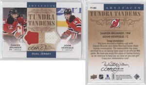 2014-15 Artifacts Tundra Tandems Blue Dual Jersey Damien Brunner Adam Henrique